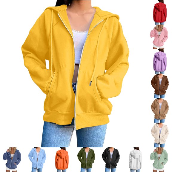 Daznico Womens Raglan Full Zip Oversized Hooded Sweatshirt Jacket Relaxed Loose Soft Coat Side Pockets Casual Outerwear,M