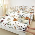 thumbnail image 3 of Feelyou Harvest Festival Bed Sheets, Pumpkin Print King Sheets, Rustic Leaf Botanical Sheet Set, Breathable Bedroom Decoration, 4pcs, 3 of 7