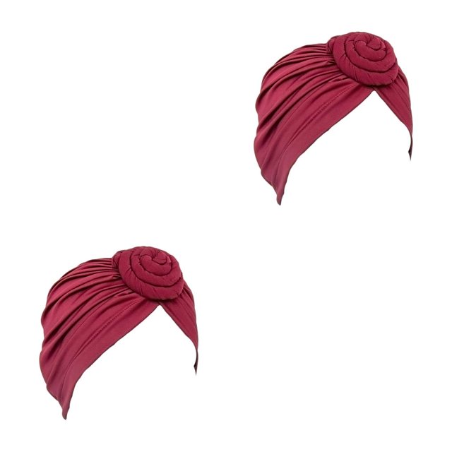 Hijab musulmán con nudo turbante Qarigey elástico Vino rojo