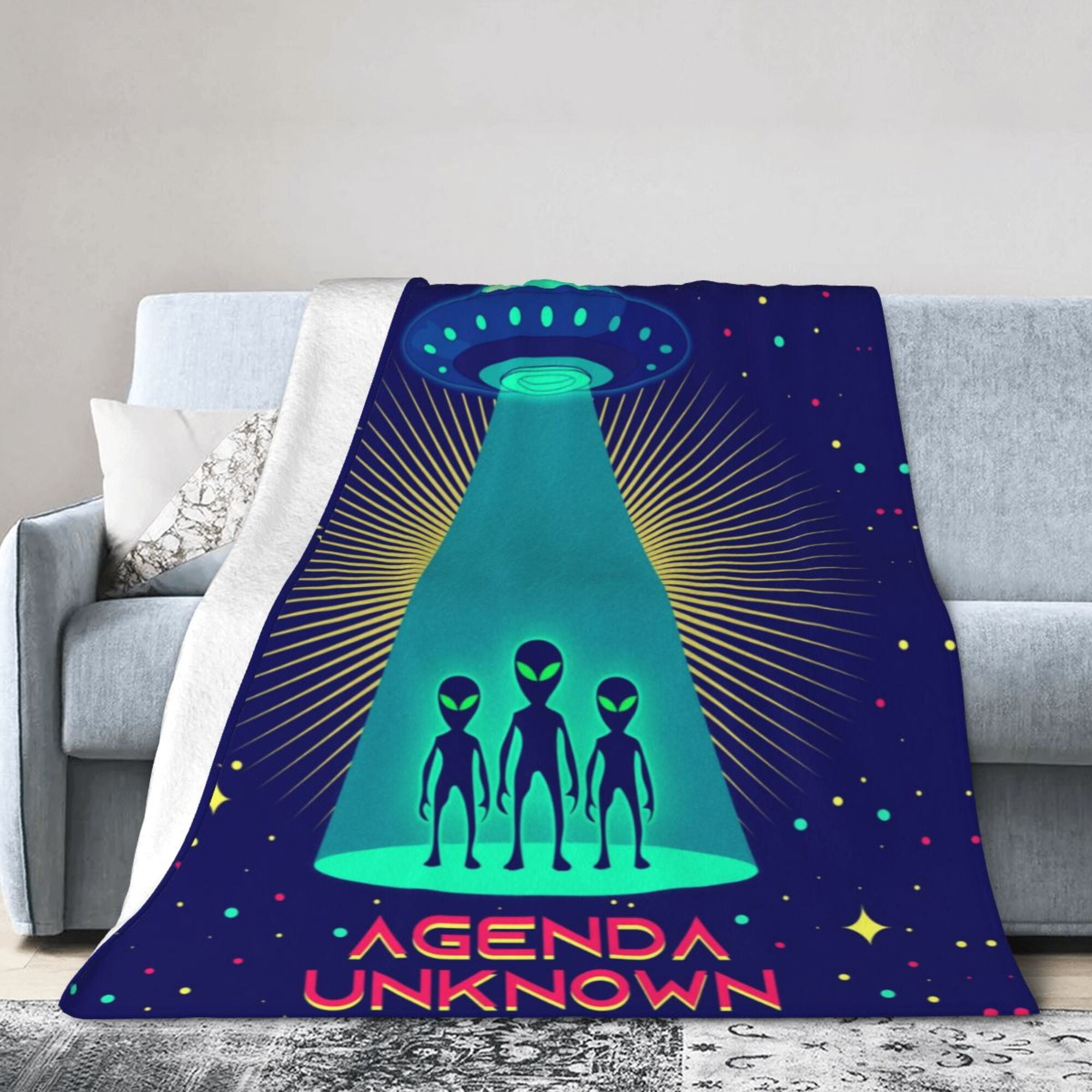 DouZhe UltraSoft Micro Fleece Lightweight Flannel Bed Blanket, Aliens