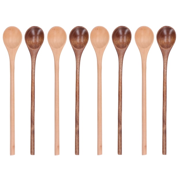 Cuchara de madera de haya, 8 unidades, ecológica, con mango largo y cómodo.