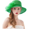 thumbnail image 4 of Organza Church Fascinator Wedding Tea Party Derby Hats for Women Flower Wide Brim Sun Hat, 4 of 5