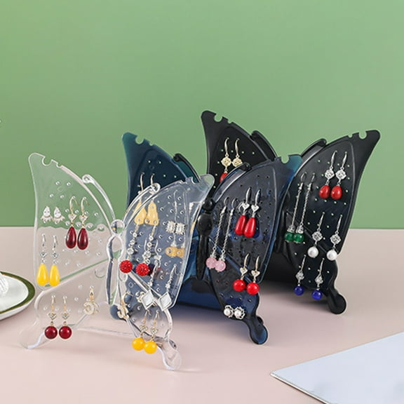 Earring Holder Stand Hanging Organizer Table Top Butterflies Ear Stud Holder Plastic Jewelry Rack for Women Girls Kids (96 Holes)