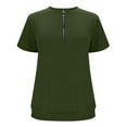 thumbnail image 4 of Summer Zipper T Shirts for Women Collared Neck Short Sleeve Tunic Tops Vacation Ribbed Knit Tees Summer Office Tops, 4 of 6