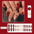thumbnail image 4 of Christmas Press on Nails Medium Almond Fake Nails with Red Glitter Deer Heart Designs Winter Nails Press ons Full Cover Artificial Glue on Nail Xmas Holiday Stick on Nails for Women 24Pcs, 4 of 6