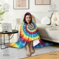 thumbnail image 4 of Wearable Blanket,Colorful Tie Dye Mandala Pattern Hooded Wearable Flannel Blanket for Adults & Teens,Winter Poncho Shawl Wrap Cape Cozy Anti-Pill,60"x80", 4 of 5
