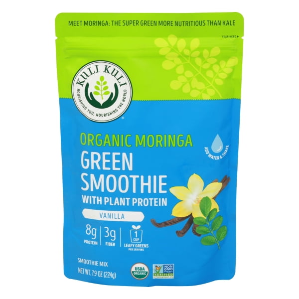 Kuli Kuli Organic Moringa Green Smoothie With Plant Protein, Vanilla, 7.9 oz (224 g)