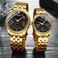 thumbnail image 3 of Gift Box Watches CHENXI Fashion Date Golden Quartz Wrist Watch for Men Women Waterproof Stainless Steel Watch with Luminous, 3 of 7