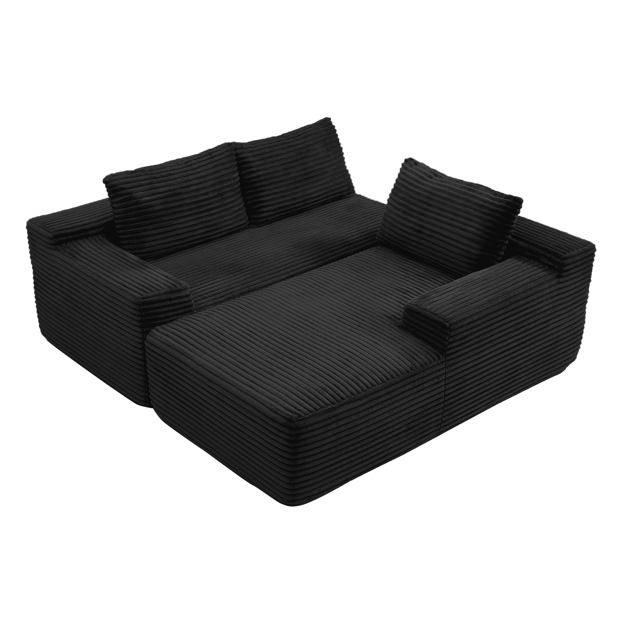 GARITIN 97 Inch Modular Sectional Sofa, Cloud Sectional Couch with Deep Seat, Modern L-Shape Sofa with Chaise, Upholstered Couch for Living Room Bedroom, No Assembly, Black
