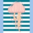 thumbnail image 3 of CafePress - Blue White Bold Stripes Hand Drawn Jellyfish T Shi - Men's Classic Graphic T-Shirt, 3 of 4