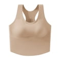 thumbnail image 5 of Nfurl Longline Sports Bras for Women High Impact Molded Cup Racerback Sports Bra High Support Push up Wireless Workout Gym Yoga Crop Tops Khaki,XL, 5 of 5