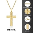 thumbnail image 5 of Metro Jewelry Gold Ion Plated Stainless Steel Swirl Cross Pendant - 24 Inch Round Box Chain, 5 of 6
