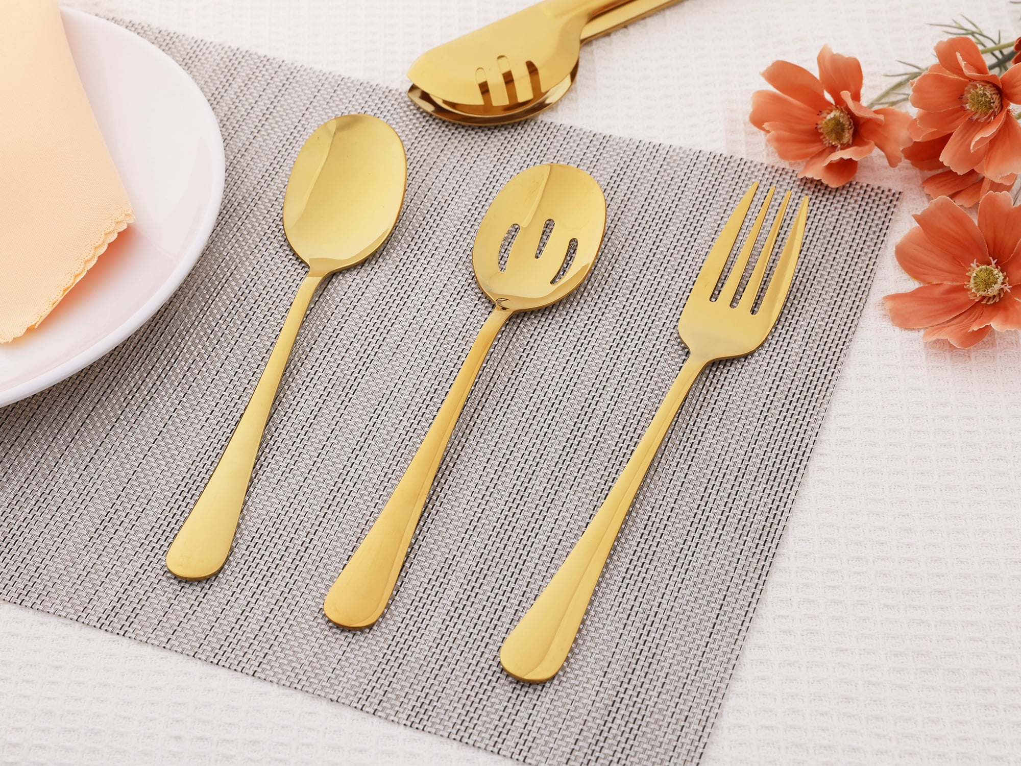 Unique Bargains Stainless Steel Flatware Set with Spoons and Forks Gold 8 Pcs