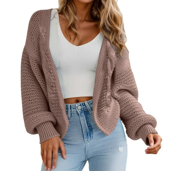 DuoJiaJ Women's Chunky Knit Sweater Coat Soft Cardigan Warm Open Front Oversized Fall Winter Fashion Outerwear Oversized Sweaters For Women Brown L