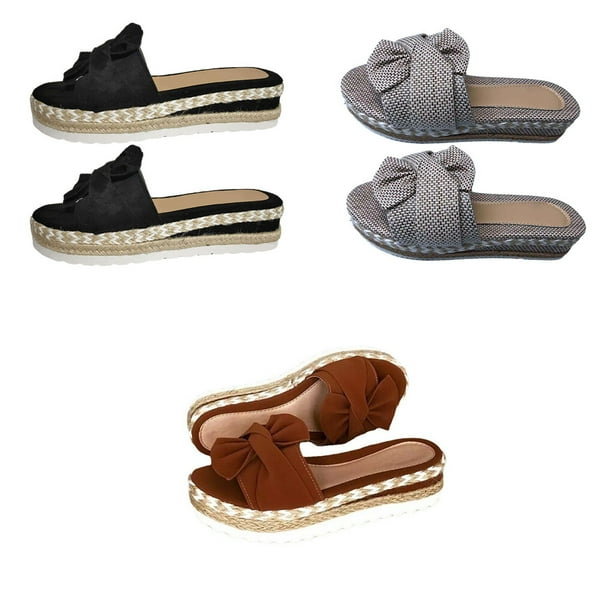 Women s Platform Shoes Thick Soles Summer Outdoor Ladies Footwear Women s Shoes with Bowknot Sandal Fashion Casual Wide Sandals Slides Indoor Ladies