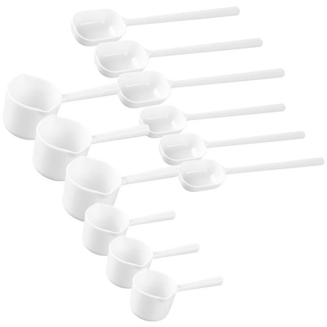 20 cucharas medidoras de proteína en polvo, cucharas medidoras de café, métricas, largas, blancas