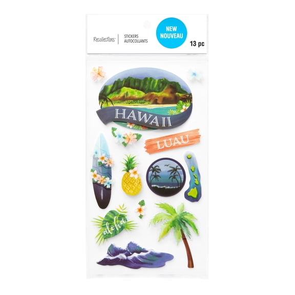 Recollections Hawaii Dimensional Stickers, 12 Pack