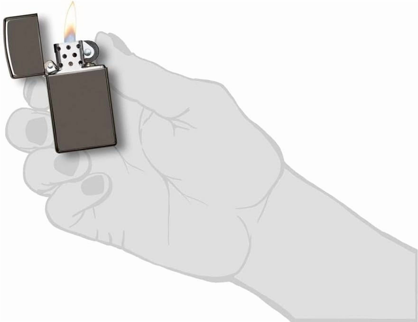 Zippo Lighter - Personalized Customize Message Engrave on Slim Size Windproof Lighter (Black Ice #20492)
