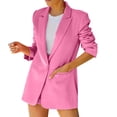 thumbnail image 1 of Ladies Work Suit Solid Color Blazer V Neck Cardigan Button Down Pockets Jacket Single Breasted Outwear Comfy Loose Blouse, 1 of 6