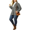 thumbnail image 5 of MODA NOVA Juniors' Plus Size Plaid Notched Lapel Collar Blazers Grey 1X, 5 of 5