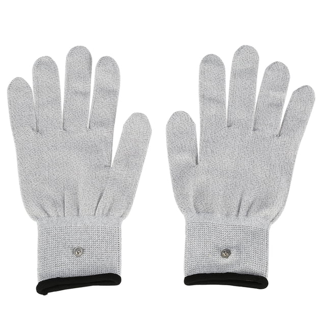 1 par de guantes de masaje con electrodos conductores para máquina Tens, cables conductores para electroterapia (M)