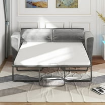 MUZZ Queen Size Velvet Pull Out Sofa Bed, 2-in-1 Sleeper Sofa Couch with Foam Mattress for Small Spaces(Grey)