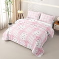 thumbnail image 3 of Erosebridal Princess Bow Twin Quilt Set for Girls, Plaid Spring Floral Twin Coverlet Set, 2 Pieces, 3 of 7