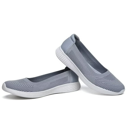 

Women s Loafers - Low Top Mesh Flats - Ultra Memory Foam Sole - Grey (Size 7)