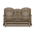 thumbnail image 4 of Benjara BM315940 67 in. Sami Outdoor Adirondack Glider Loveseat with Dropdown Cupholders, Brown, 4 of 7