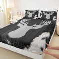thumbnail image 3 of Manfei Jungle Deer Silhouette Twin Sheet Sets,Rustic Cow Hide Twin Fitted Sheet,Gray Brown Flat Sheet For Men Women,Ultra Soft Home Decor,3pcs, 3 of 7
