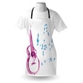 thumbnail image 3 of Guitar Apron Watercolor Musical Instrument with Notes Sheet Elements Brush Stroke Effect, Unisex Kitchen Bib Apron with Adjustable Neck for Cooking Baking Gardening, Magenta Blue White, by Ambesonne, 3 of 3
