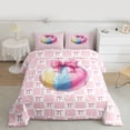 thumbnail image 2 of jejeloiu Watercolor Graffiti Football Queen Comforter Set,Cartoon Bowknot Print Bedding Comforter Set For Bow Lover Reversible 3 Pieces, 2 of 8