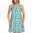thumbnail image 1 of Easygdp Teal turquoise shell para Vestido Transpirable de Mujer, Vestido Suelto de Manga Corta con Pliegues y Bolsillos para el Verano, 1 of 7