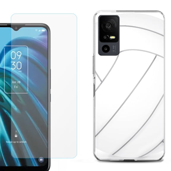 OneToughShield ® for TCL 40 XE 5G Shockproof Fashion Phone Case, with Tempered Glass Screen Protector - Volleyball