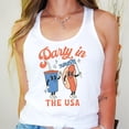 thumbnail image 3 of Retro 4th of July Cartoon Hot Dog and Drink Tank Top for Women and Teens Patriotic Shirt White Tank Top Medium, 3 of 5