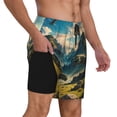 thumbnail image 2 of Balery Valley River Dinosaur Bañador para hombre, shorts de playa de secado rápido con entrepierna y forro de compresión-Medium, 2 of 6