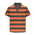 thumbnail image 5 of Men's Big and Tall Short Sleeve Striped Polo Shirt, Classic Blue White Nautical Stripe Casual Top, Breathable Comfort Fit for Daily & Golf Wear, Sizes M-4XL Orange, 5 of 5