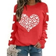 thumbnail image 4 of GUZOM Womens Red Oversized Valentine's Day Sweatshirt, Crew Neck Long Sleeve Heart Print, 100% Polyester Machine Washable,Size S, 4 of 8