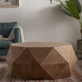 thumbnail image 3 of Round Coffee Table, Cocktail Table Leisure Tea Table with Three-dimensional Embossed Pattern, 38" American Retro Wooden End Table with MDF Base for Living Room Bedroom, Easy to Assemble, Natural, 3 of 7