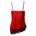 thumbnail image 5 of Daznico Womens Satin Lace Camisole V-Neck Spaghetti Straps Asymmetric Hem Elegant Casual Layering Tank Top,L, 5 of 5