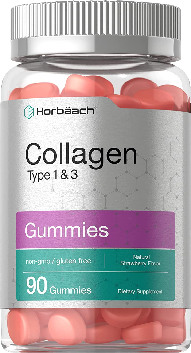 Hydrolyzed Collagen Gummies | 90 Count | Strawberry Flavored Gummy Supplement | Type 1 and 3 | Non-GMO, Gluten Free | By Horbaach