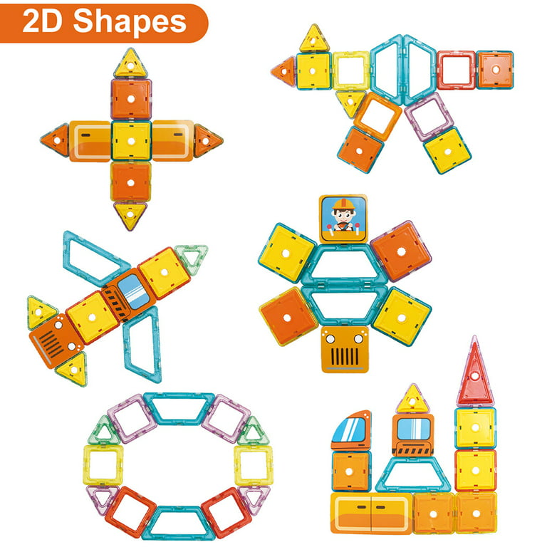 76pcs Magnetic Tiles Building Blocks Kids Toys Gifts set For Boy Girls 3  Year up