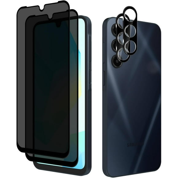 2+2 Pcs Verre Trempé pour Samsung Galaxy A17 / A16 Protecteur d'Écran de Confidentialité [Anti-Espion] [Anti-Rayures] [Dureté 9H] Film Protecteur d'Objectif d'Appareil Photo pour Samsung Galaxy A17 5G / Galaxy A16 4G/5G