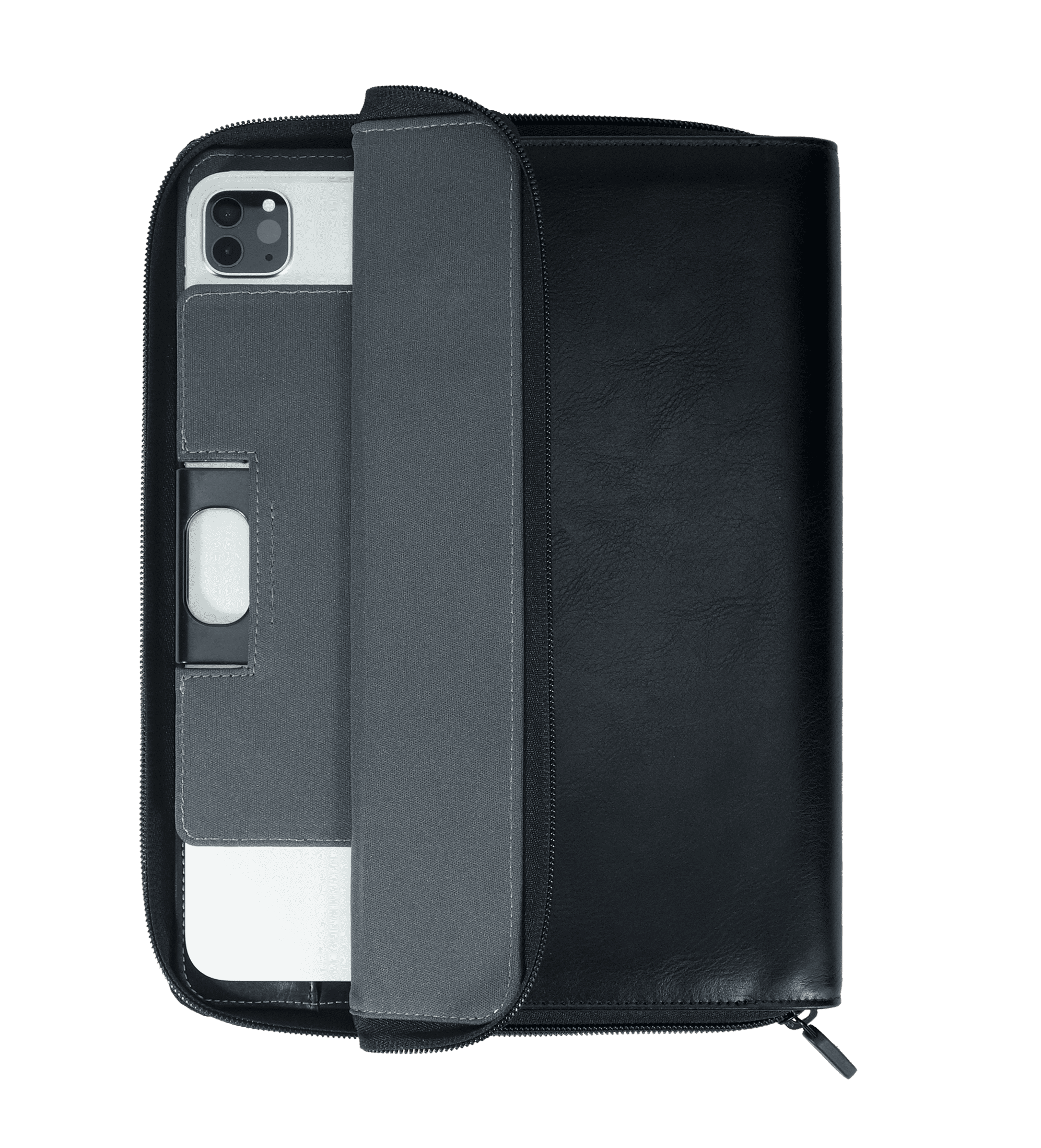 onn Black Vegan Leather Zippered Tablet Folio Case with Stylus for 9 to 11 inch Tablets