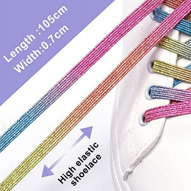 Magnetic Buckle 6 Pairs Elastic Shoelaces with Metal Clasp Elastic