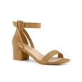 thumbnail image 1 of BLISSFUL STEP Women's Ankle Buckle Strap Chunky Heel Sandal Shoes Khaki 9.5, 1 of 7