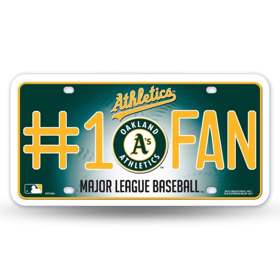 Oakland Baseball A's Athletics #1 Fan Metal License Plate Tag - Number One! Let's Go!!