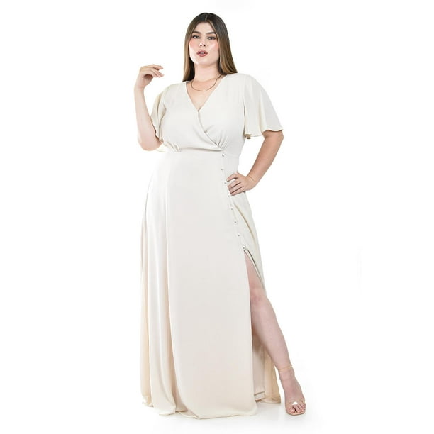 Vestido largo con abertura Roman Fashion / Tallas Extras, 2010 (Beige) beige 42
