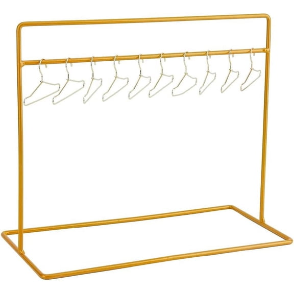 1 Set Mini Garment Rack Including 1PC Tiny Clothes Storage Rack Closet and 10PCS 3.5x6.5cm Clothes Hangers Wardrobe Furniture Accessories for Dollhouse Supplies diy