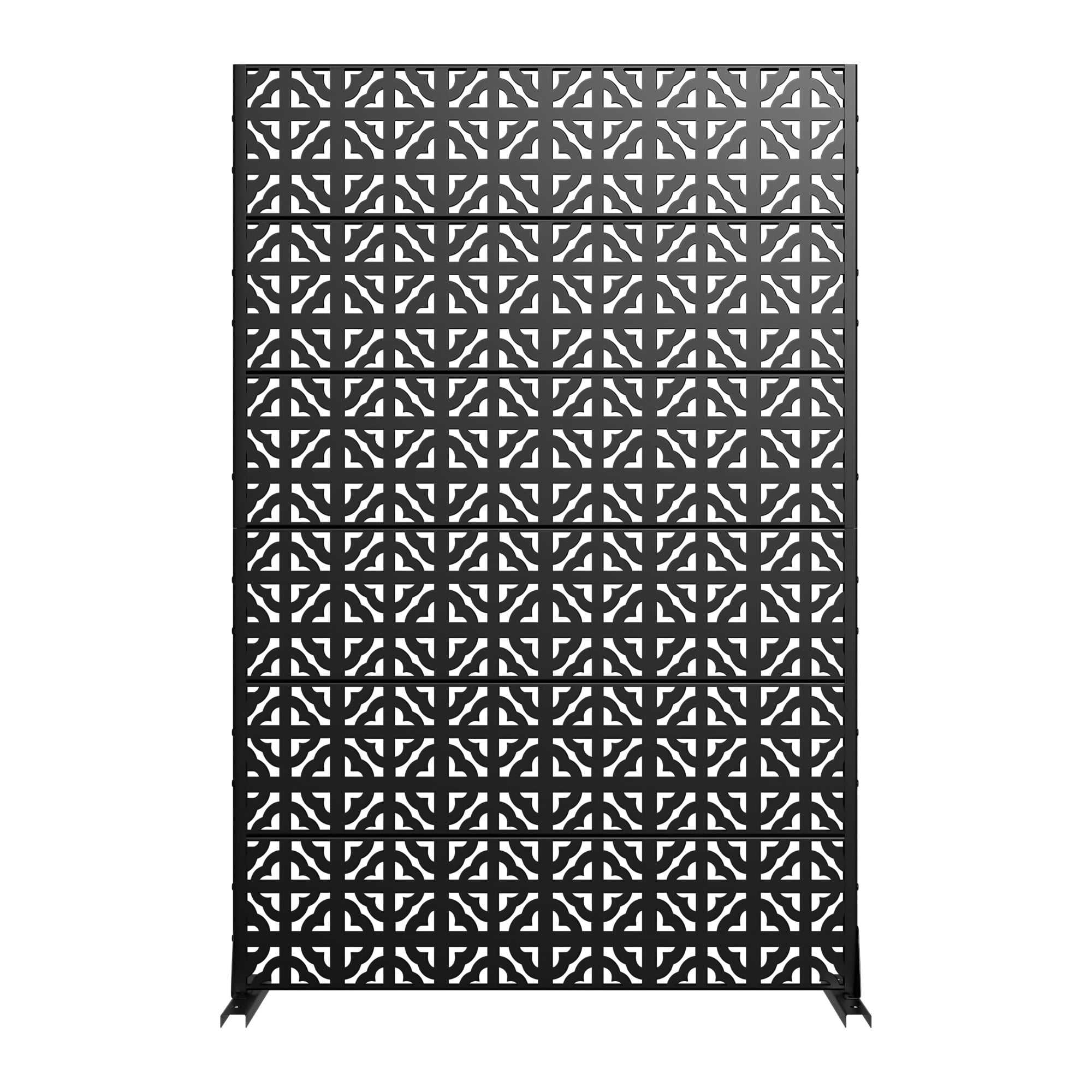 MAYEERTY 72 × 47in Outdoor Privacy Screen with Stand Metal Balcony Decorative Screen, Black